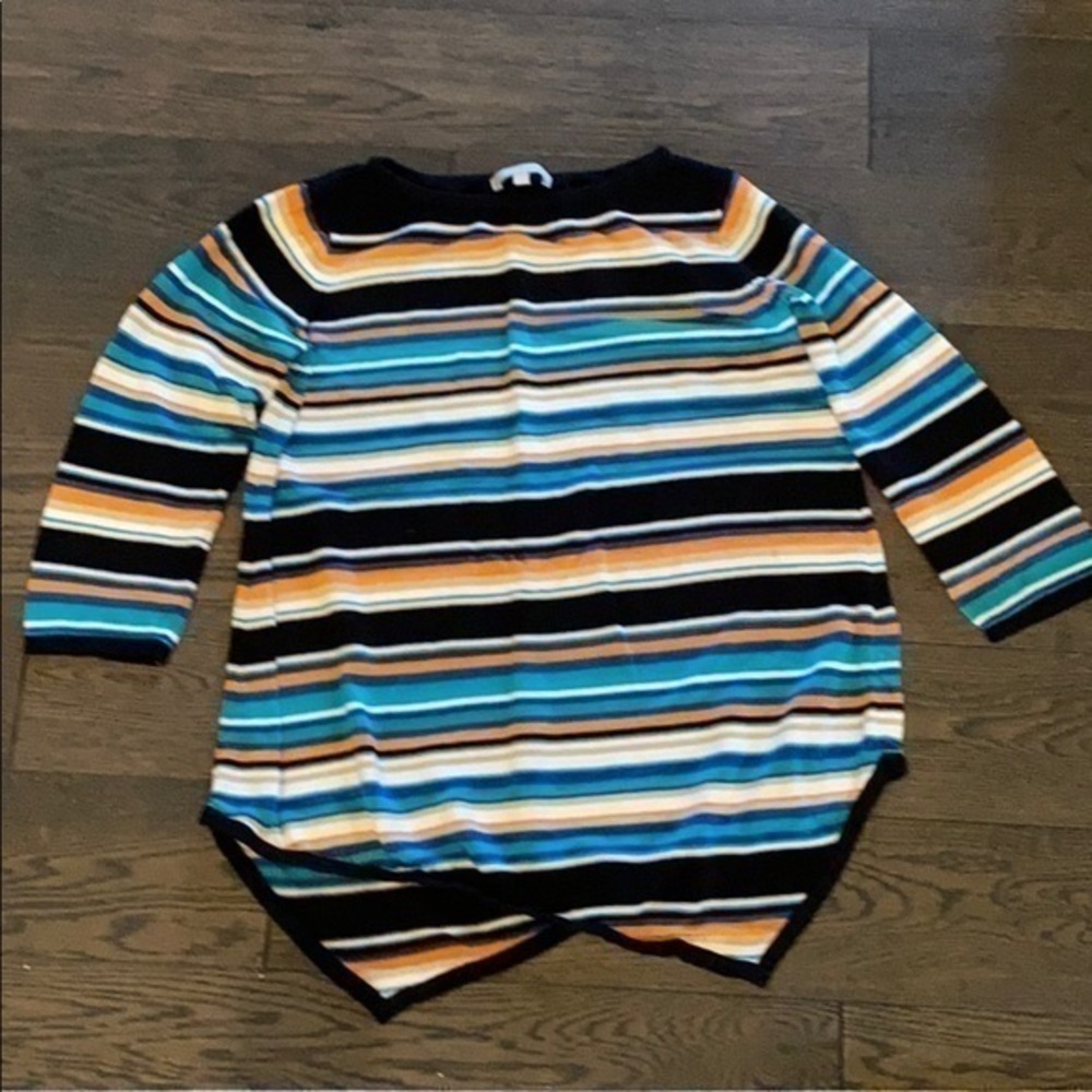 Joan Vass Handkerchief Hem Striped Sweater Size S - Picture 1 of 8